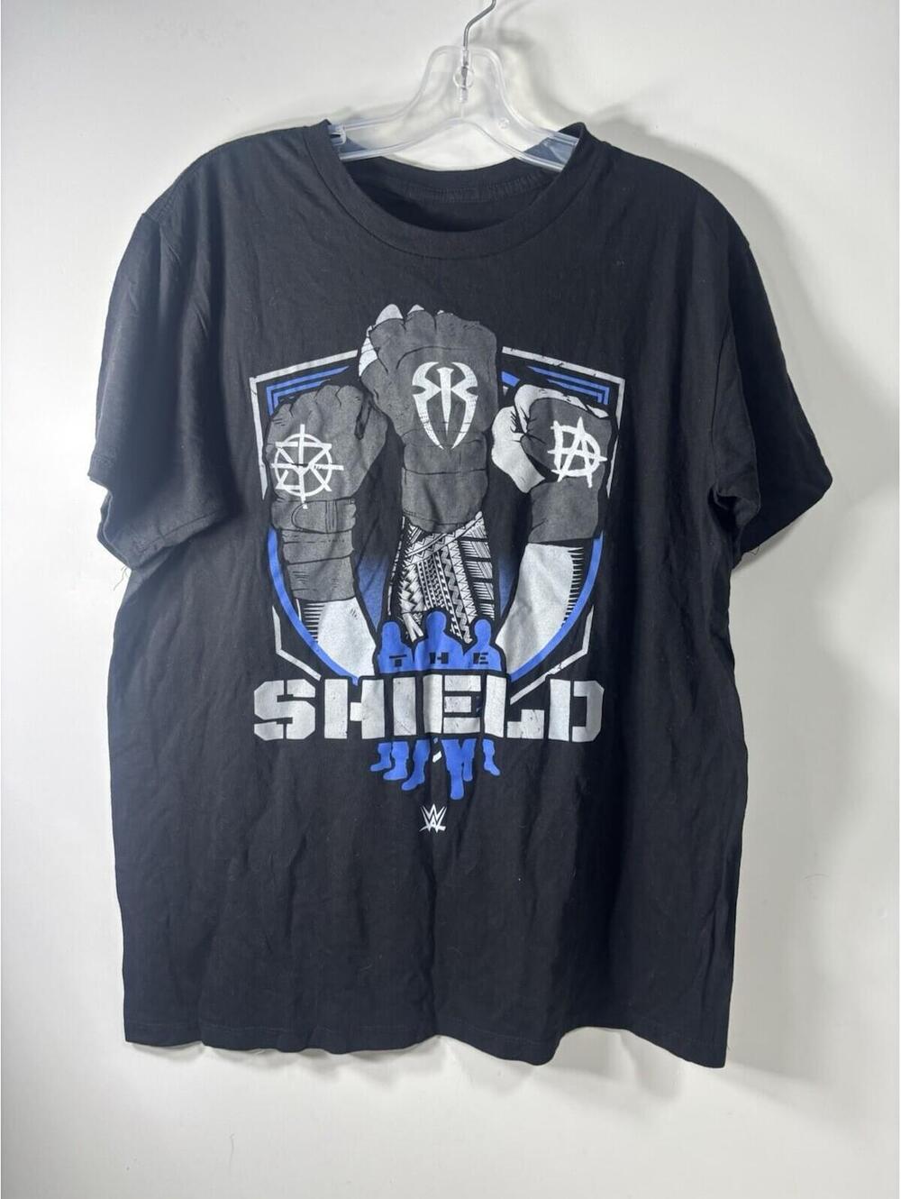 The Shield L T-Shirt Black WWE Roman Reigns Seth Rollins Dean Ambrose Rare